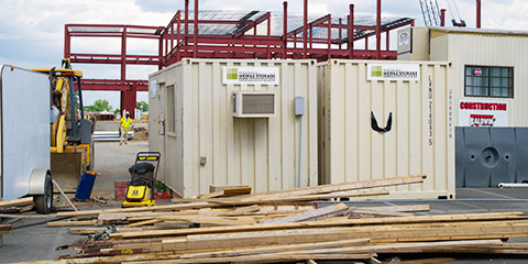 Storage containers on construction site